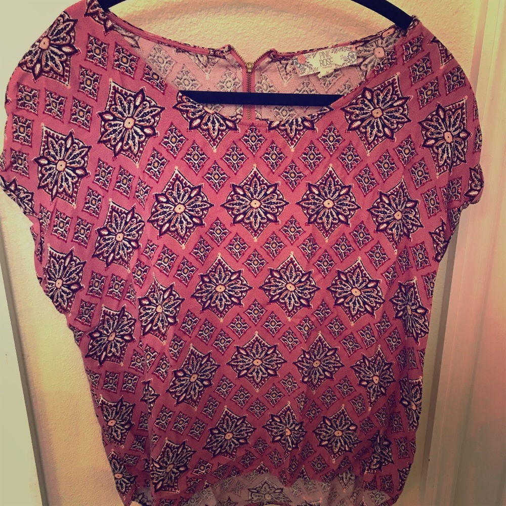 Pink floral blouse